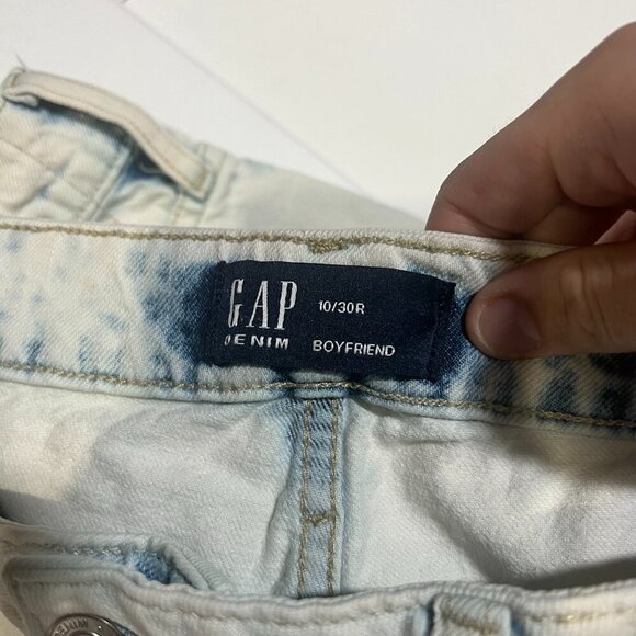 GAP Acid Wash Boyfriend Jeans Baggy Straight Leg Size 10 / 30 Light Blue Stretch - Picture 8 of 9